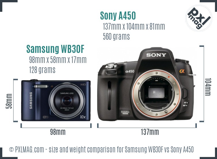 Samsung WB30F vs Sony A450 size comparison Samsung WB30F vs Sony A450 size comparison