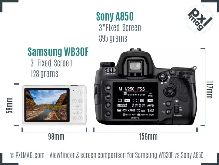Samsung WB30F vs Sony A850 Screen and Viewfinder comparison Samsung WB30F vs Sony A850 Screen and Viewfinder comparison