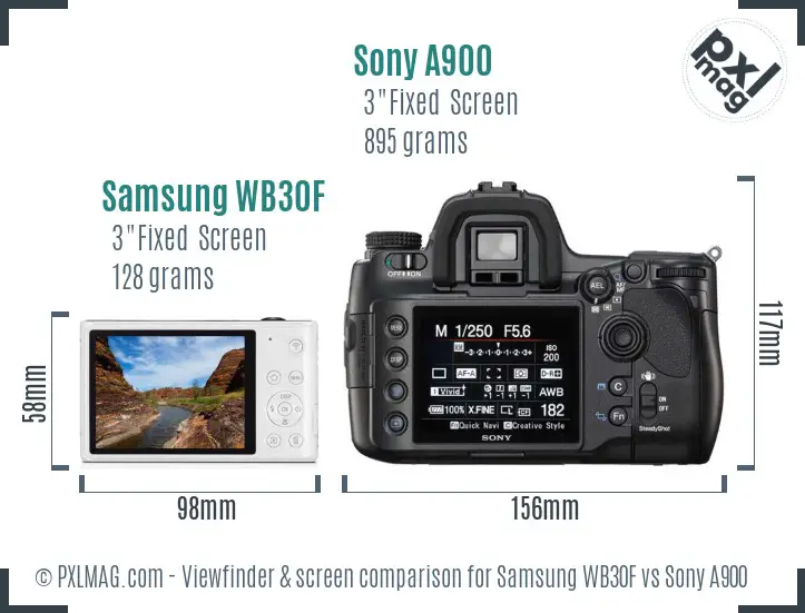 Samsung WB30F vs Sony A900 Screen and Viewfinder comparison