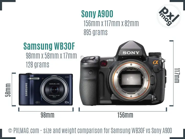 Samsung WB30F vs Sony A900 size comparison