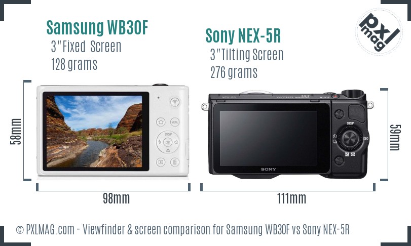 Samsung WB30F vs Sony NEX-5R Screen and Viewfinder comparison