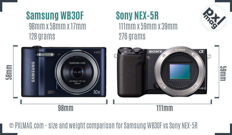 Samsung WB30F vs Sony NEX-5R size comparison Samsung WB30F vs Sony NEX-5R size comparison