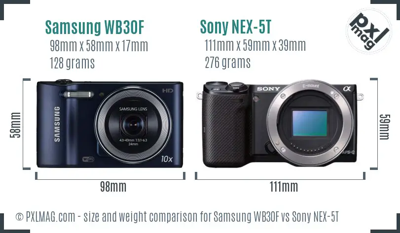 Samsung WB30F vs Sony NEX-5T size comparison Samsung WB30F vs Sony NEX-5T size comparison
