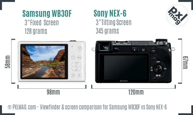 Samsung WB30F vs Sony NEX-6 Screen and Viewfinder comparison