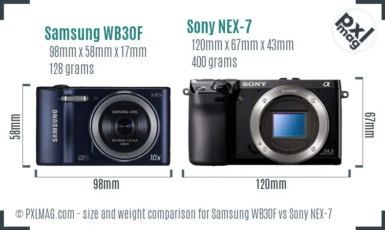 Samsung WB30F vs Sony NEX-7 size comparison