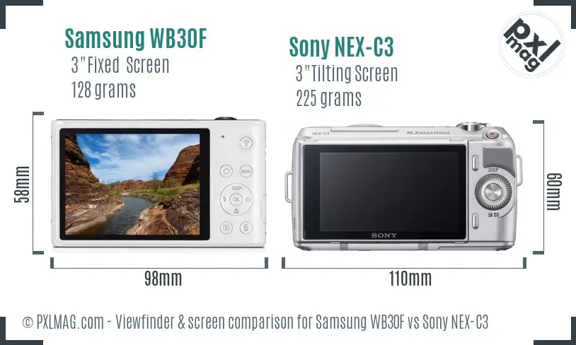 Samsung WB30F vs Sony NEX-C3 Screen and Viewfinder comparison