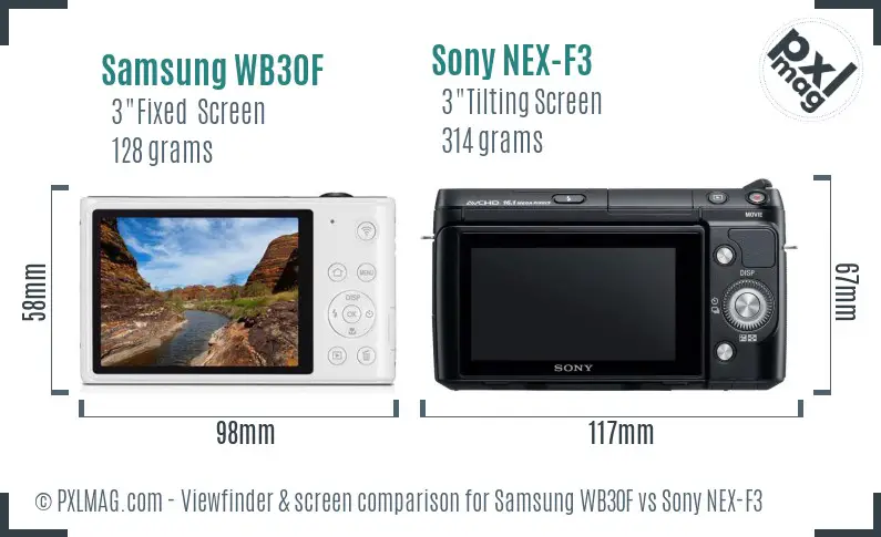 Samsung WB30F vs Sony NEX-F3 Screen and Viewfinder comparison