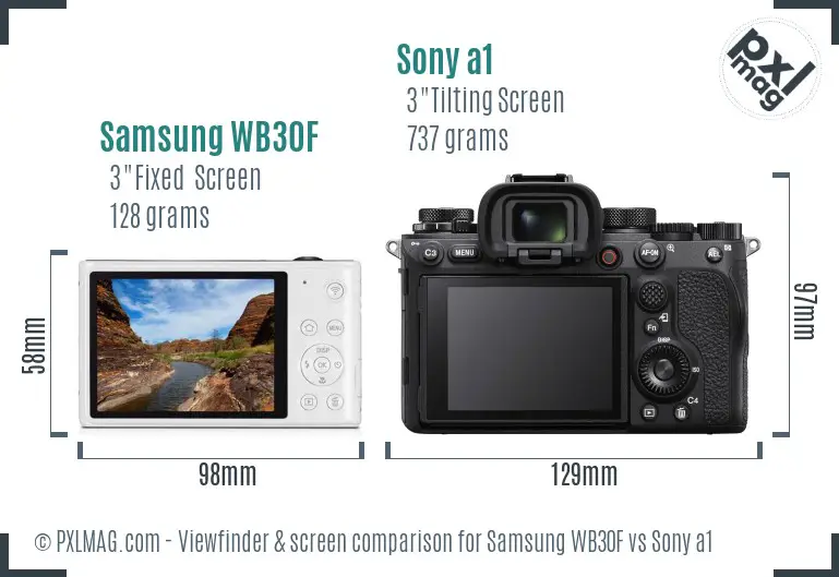 Samsung WB30F vs Sony a1 Screen and Viewfinder comparison