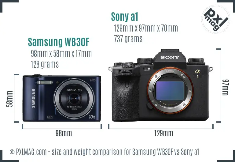 Samsung WB30F vs Sony a1 size comparison