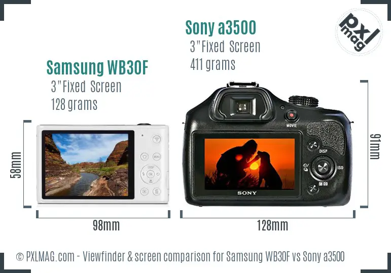 Samsung WB30F vs Sony a3500 Screen and Viewfinder comparison
