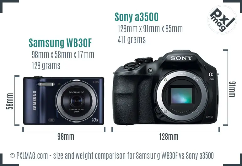 Samsung WB30F vs Sony a3500 size comparison