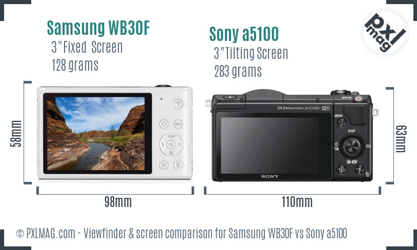 Samsung WB30F vs Sony a5100 Screen and Viewfinder comparison