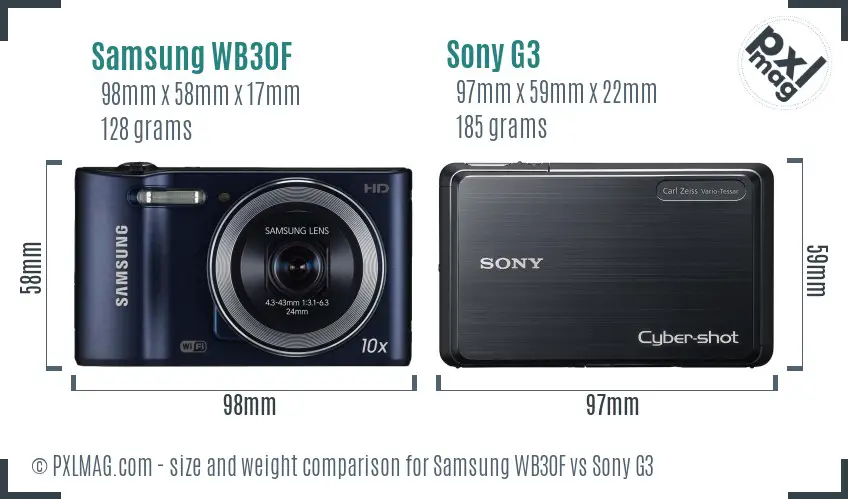 Samsung WB30F vs Sony G3 size comparison Samsung WB30F vs Sony G3 size comparison