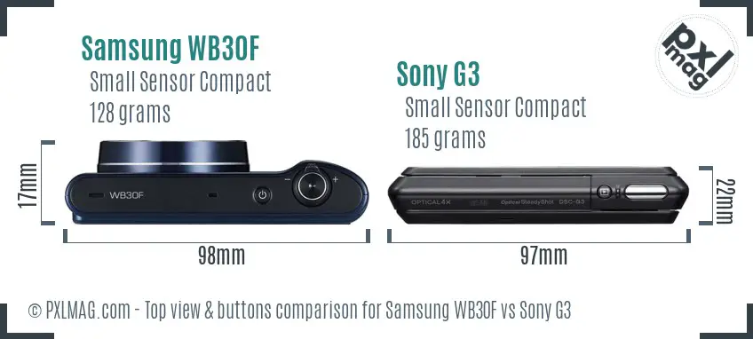 Samsung WB30F vs Sony G3 top view buttons comparison
