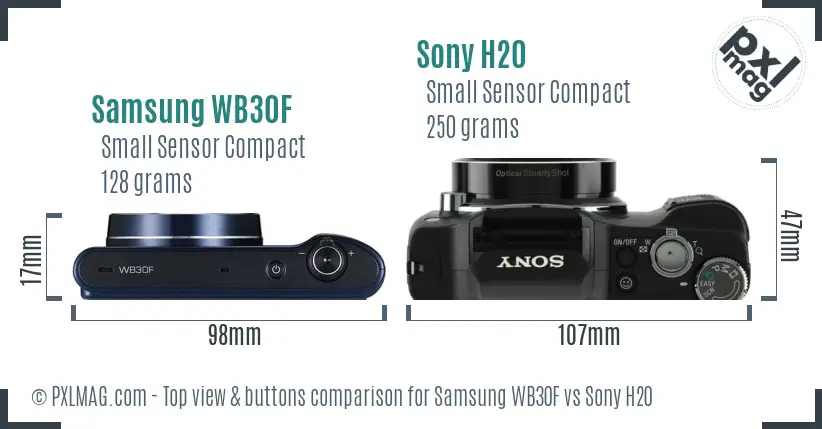 Samsung WB30F vs Sony H20 top view buttons comparison