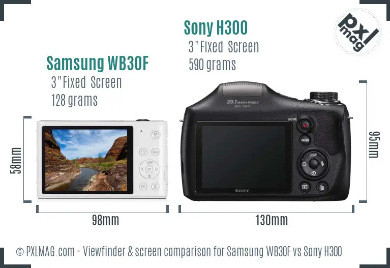 Samsung WB30F vs Sony H300 Screen and Viewfinder comparison