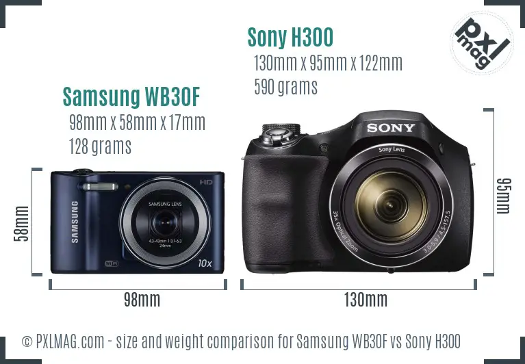 Samsung WB30F vs Sony H300 size comparison