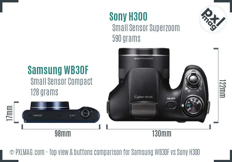 Samsung WB30F vs Sony H300 top view buttons comparison