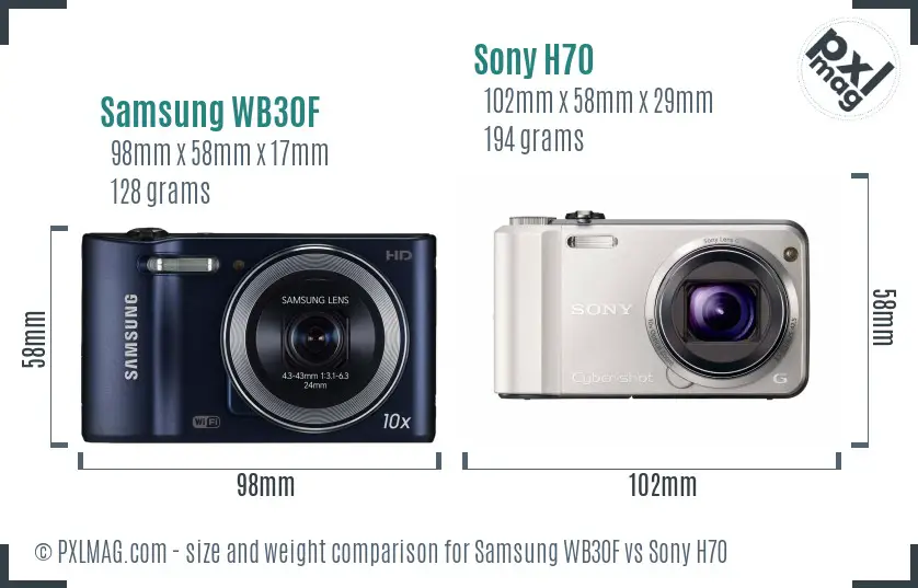 Samsung WB30F vs Sony H70 size comparison Samsung WB30F vs Sony H70 size comparison