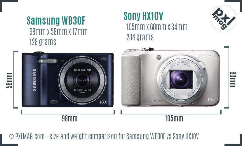 Samsung WB30F vs Sony HX10V size comparison Samsung WB30F vs Sony HX10V size comparison