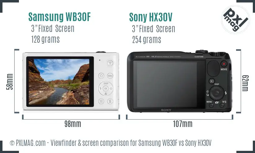 Samsung WB30F vs Sony HX30V Screen and Viewfinder comparison