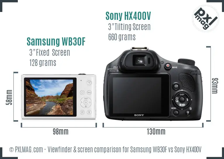 Samsung WB30F vs Sony HX400V Screen and Viewfinder comparison