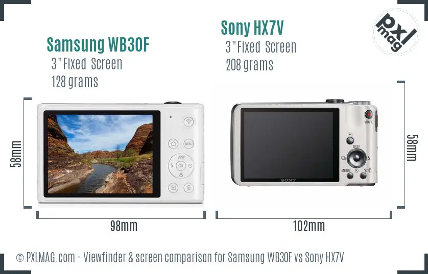 Samsung WB30F vs Sony HX7V Screen and Viewfinder comparison