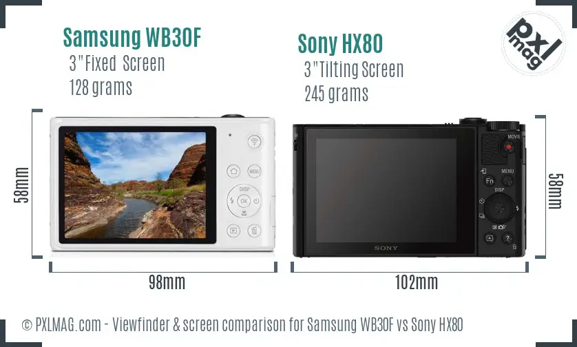 Samsung WB30F vs Sony HX80 Screen and Viewfinder comparison