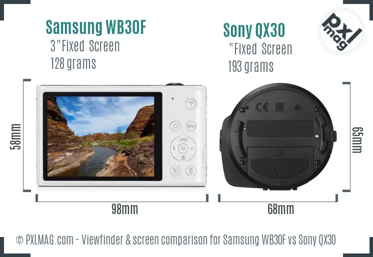 Samsung WB30F vs Sony QX30 Screen and Viewfinder comparison Samsung WB30F vs Sony QX30 Screen and Viewfinder comparison