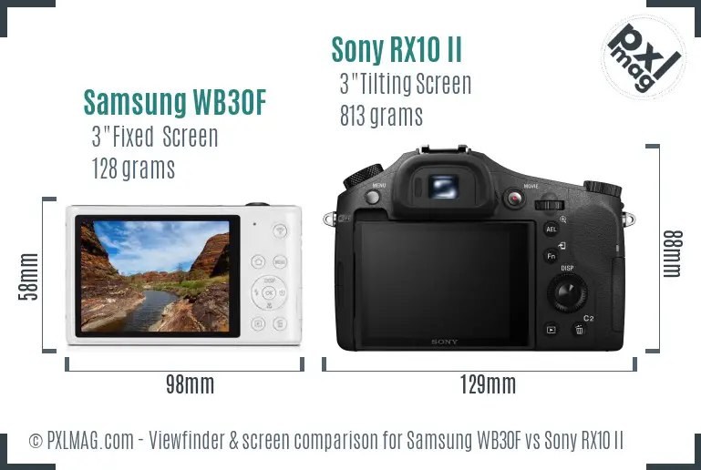Samsung WB30F vs Sony RX10 II Screen and Viewfinder comparison Samsung WB30F vs Sony RX10 II Screen and Viewfinder comparison