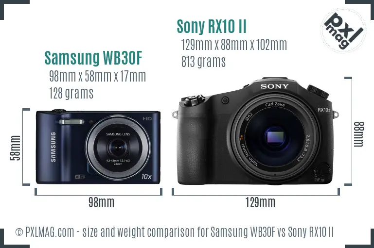 Samsung WB30F vs Sony RX10 II size comparison Samsung WB30F vs Sony RX10 II size comparison
