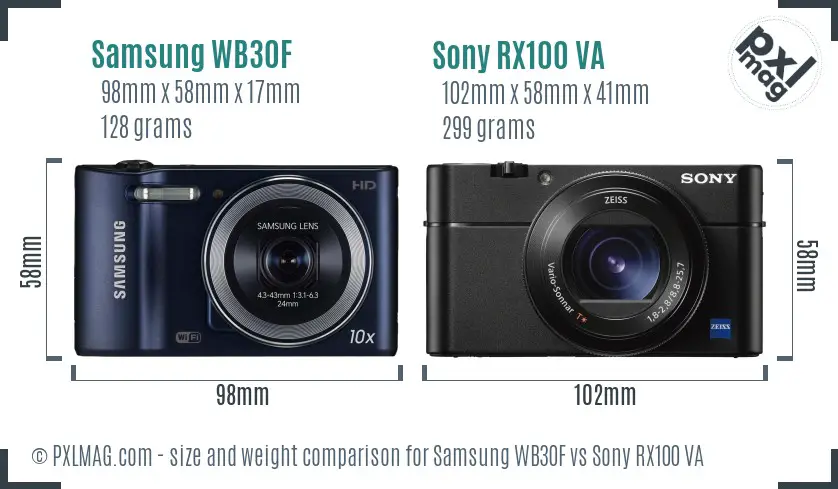 Samsung WB30F vs Sony RX100 VA size comparison