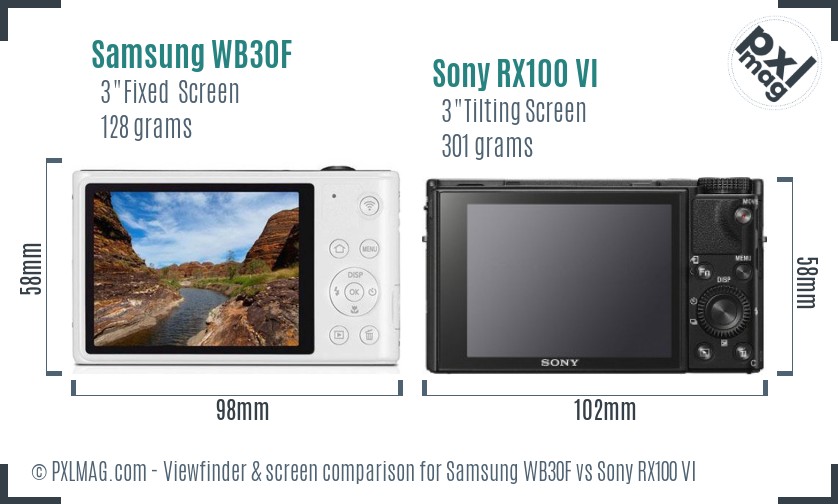 Samsung WB30F vs Sony RX100 VI Screen and Viewfinder comparison