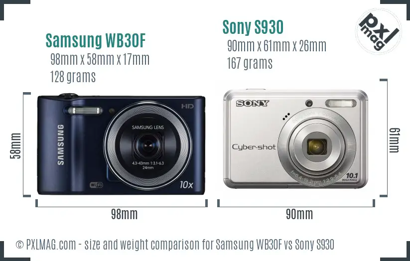 Samsung WB30F vs Sony S930 size comparison