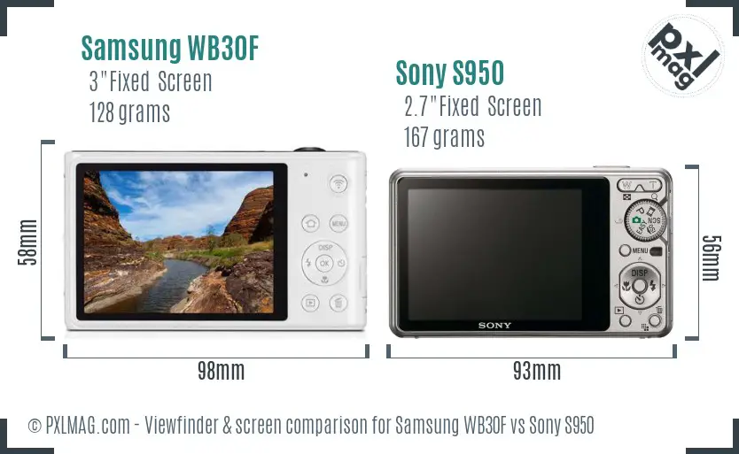 Samsung WB30F vs Sony S950 Screen and Viewfinder comparison
