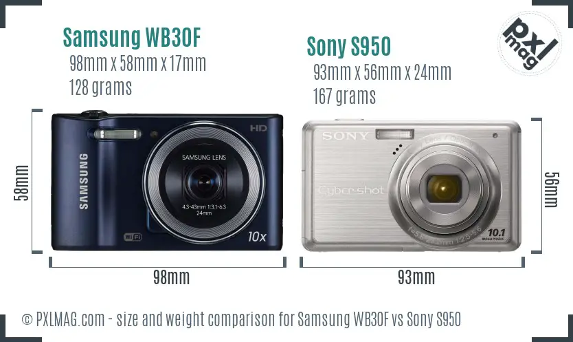 Samsung WB30F vs Sony S950 size comparison