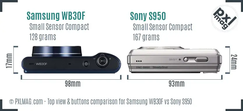 Samsung WB30F vs Sony S950 top view buttons comparison