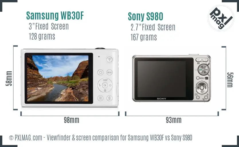Samsung WB30F vs Sony S980 Screen and Viewfinder comparison