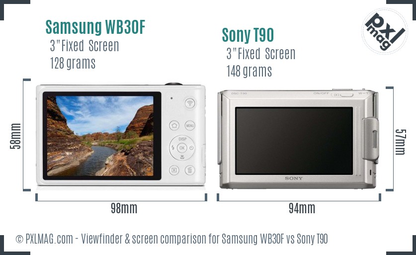 Samsung WB30F vs Sony T90 Screen and Viewfinder comparison