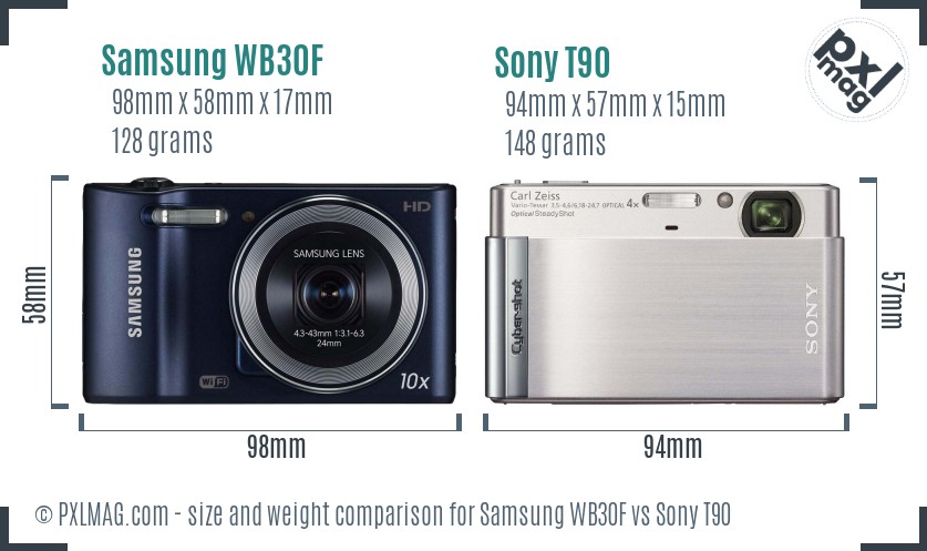 Samsung WB30F vs Sony T90 size comparison Samsung WB30F vs Sony T90 size comparison