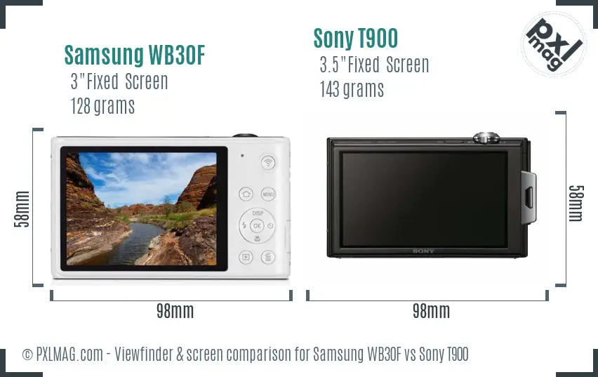 Samsung WB30F vs Sony T900 Screen and Viewfinder comparison