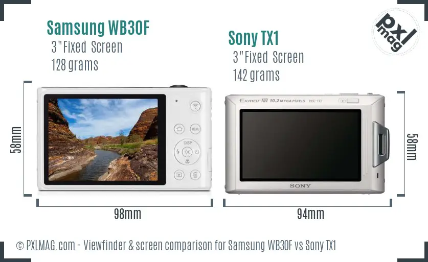 Samsung WB30F vs Sony TX1 Screen and Viewfinder comparison Samsung WB30F vs Sony TX1 Screen and Viewfinder comparison