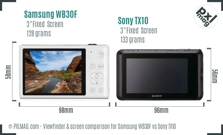 Samsung WB30F vs Sony TX10 Screen and Viewfinder comparison