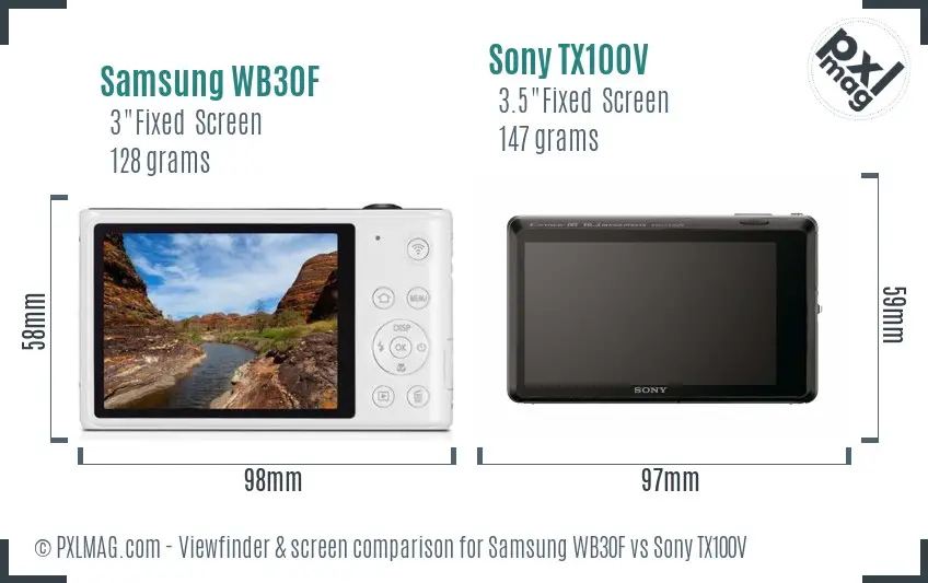 Samsung WB30F vs Sony TX100V Screen and Viewfinder comparison