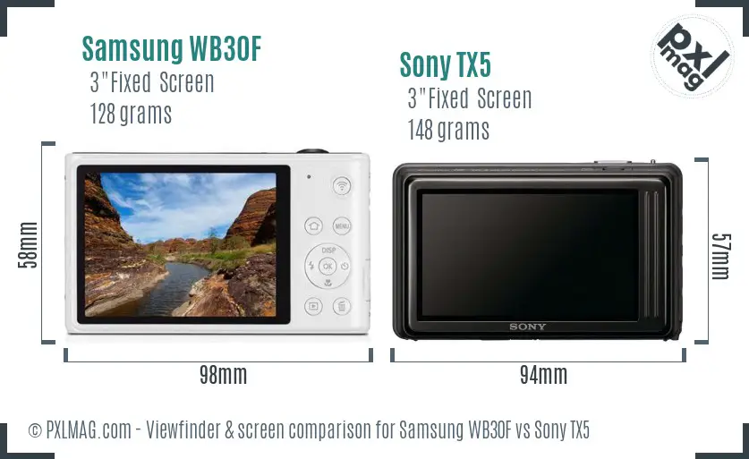 Samsung WB30F vs Sony TX5 Screen and Viewfinder comparison Samsung WB30F vs Sony TX5 Screen and Viewfinder comparison
