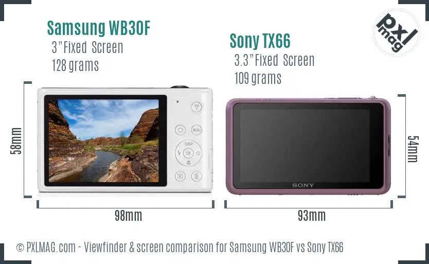Samsung WB30F vs Sony TX66 Screen and Viewfinder comparison