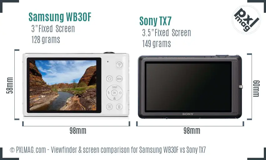 Samsung WB30F vs Sony TX7 Screen and Viewfinder comparison Samsung WB30F vs Sony TX7 Screen and Viewfinder comparison