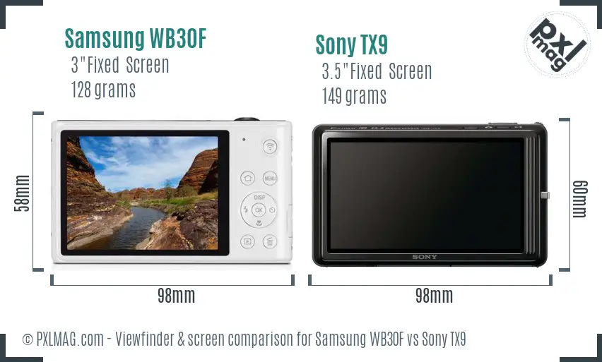 Samsung WB30F vs Sony TX9 Screen and Viewfinder comparison Samsung WB30F vs Sony TX9 Screen and Viewfinder comparison