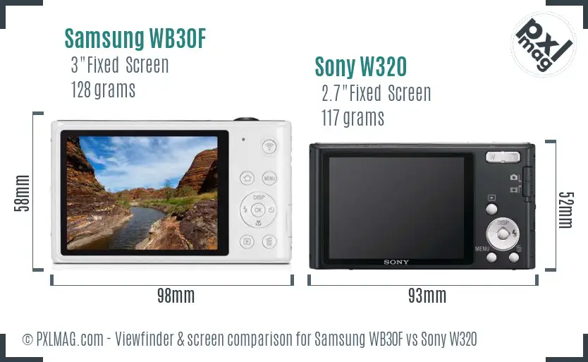 Samsung WB30F vs Sony W320 Screen and Viewfinder comparison