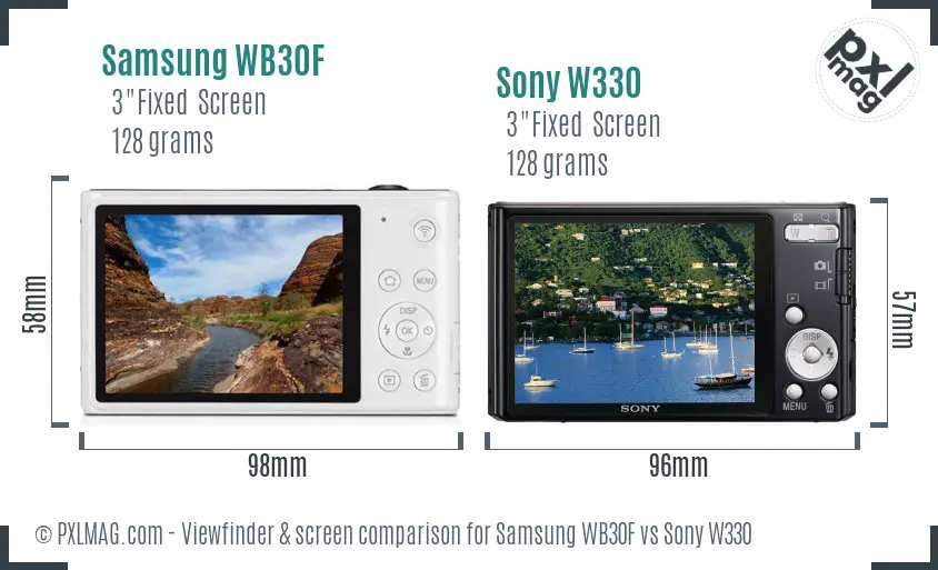 Samsung WB30F vs Sony W330 Screen and Viewfinder comparison